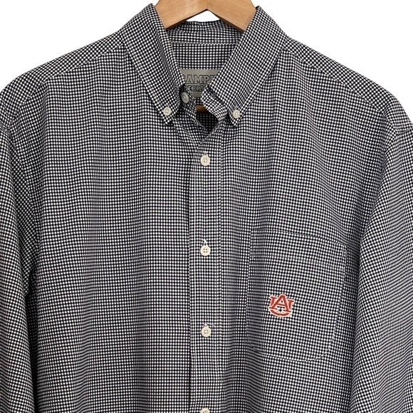 Campus Specialties Auburn Tigers Navy & White Gingham Button-down Shirt Sz Large - Picture 1 of 9